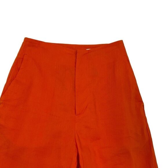 United Arrows Linen Blend Straight Leg Trouser Pants Colorful Orange size 24 - Picture 3 of 9